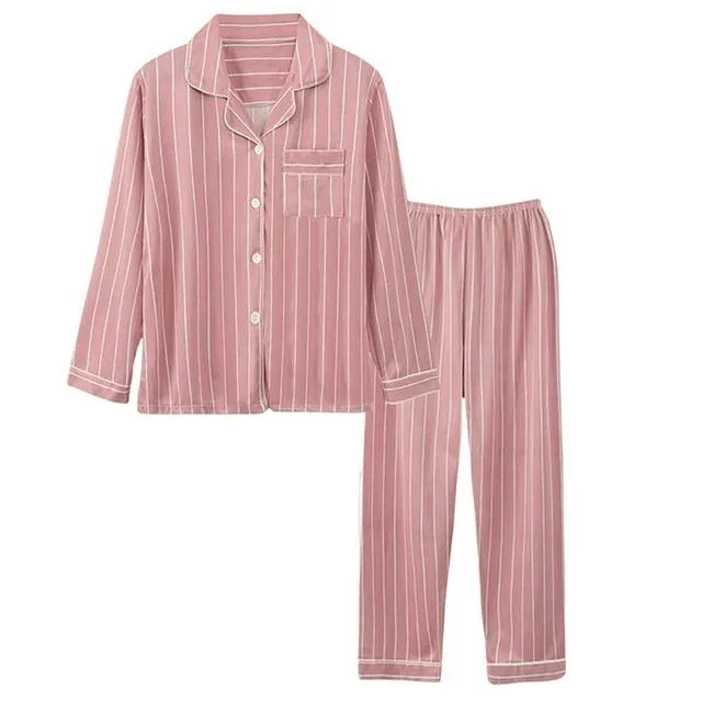 RKSTN Ensembles de Pyjama pour Femmes Légers Imprimés Floraux Décontractés Manches Longues avec Pantalons Longs Amples Ensemble de Pyjamas Deux Pièces