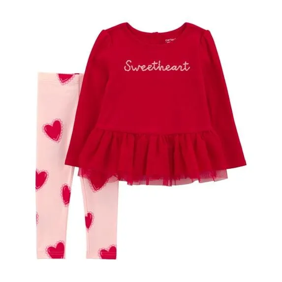 Carter's Child of Mine Baby and Toddler Girl Valentine's Outfit Set, Sizes 12M-5T