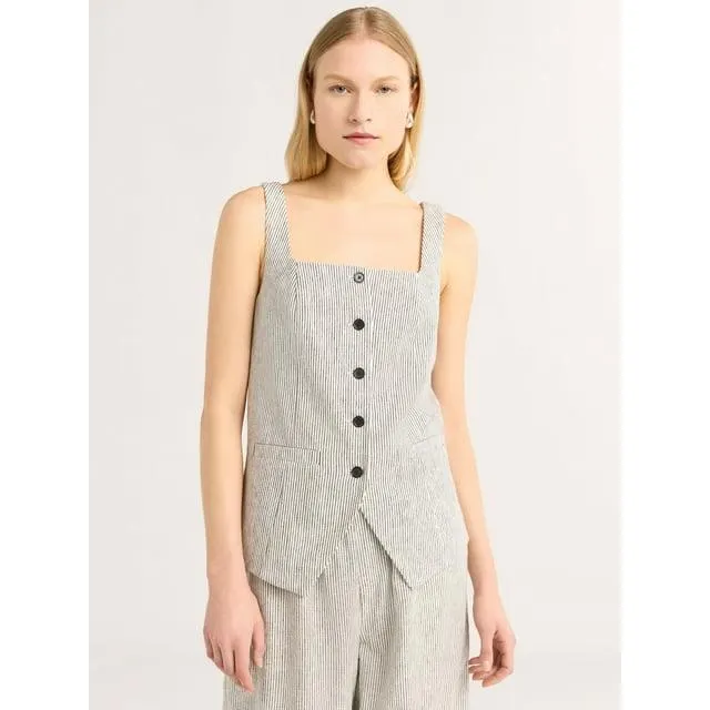 Scoop Women's and Women's Plus Linen Blend Longline Vest, Sizes XS-4X