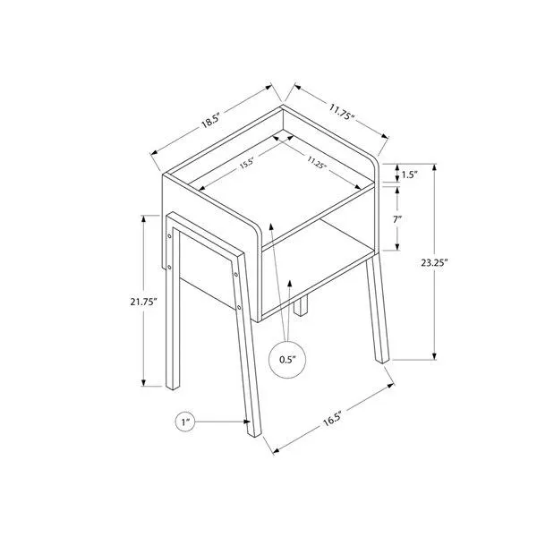 Table d'appoint Monarch Specialties, imitation de bois brun et métal noir, 23 po H