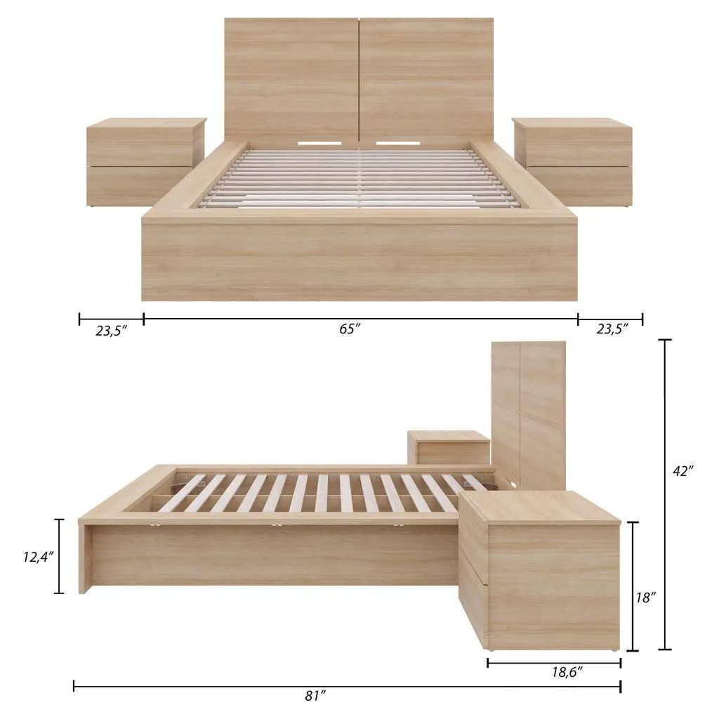 Mobilier de chambre à coucher James 4 pièces - Double