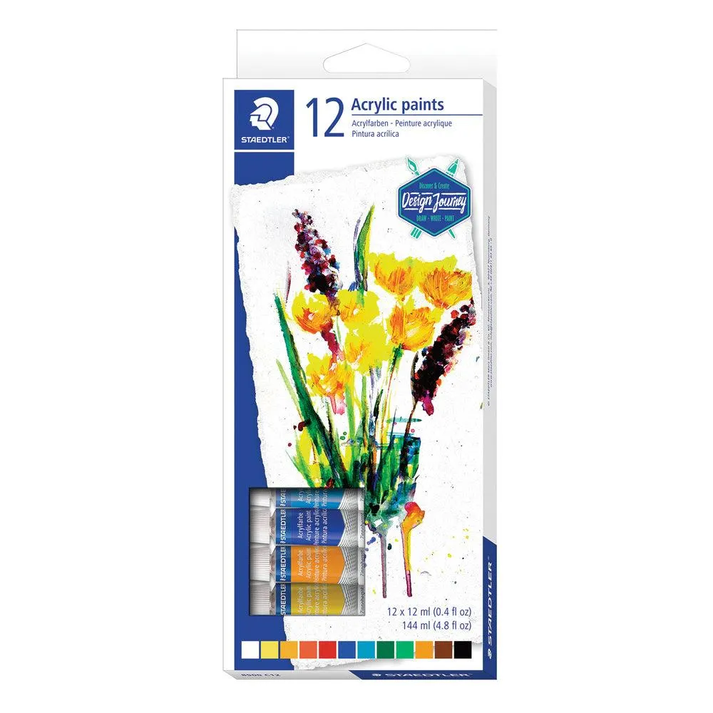 Staedtler - Peinture acrylique, couleurs assorties, paquet de 12