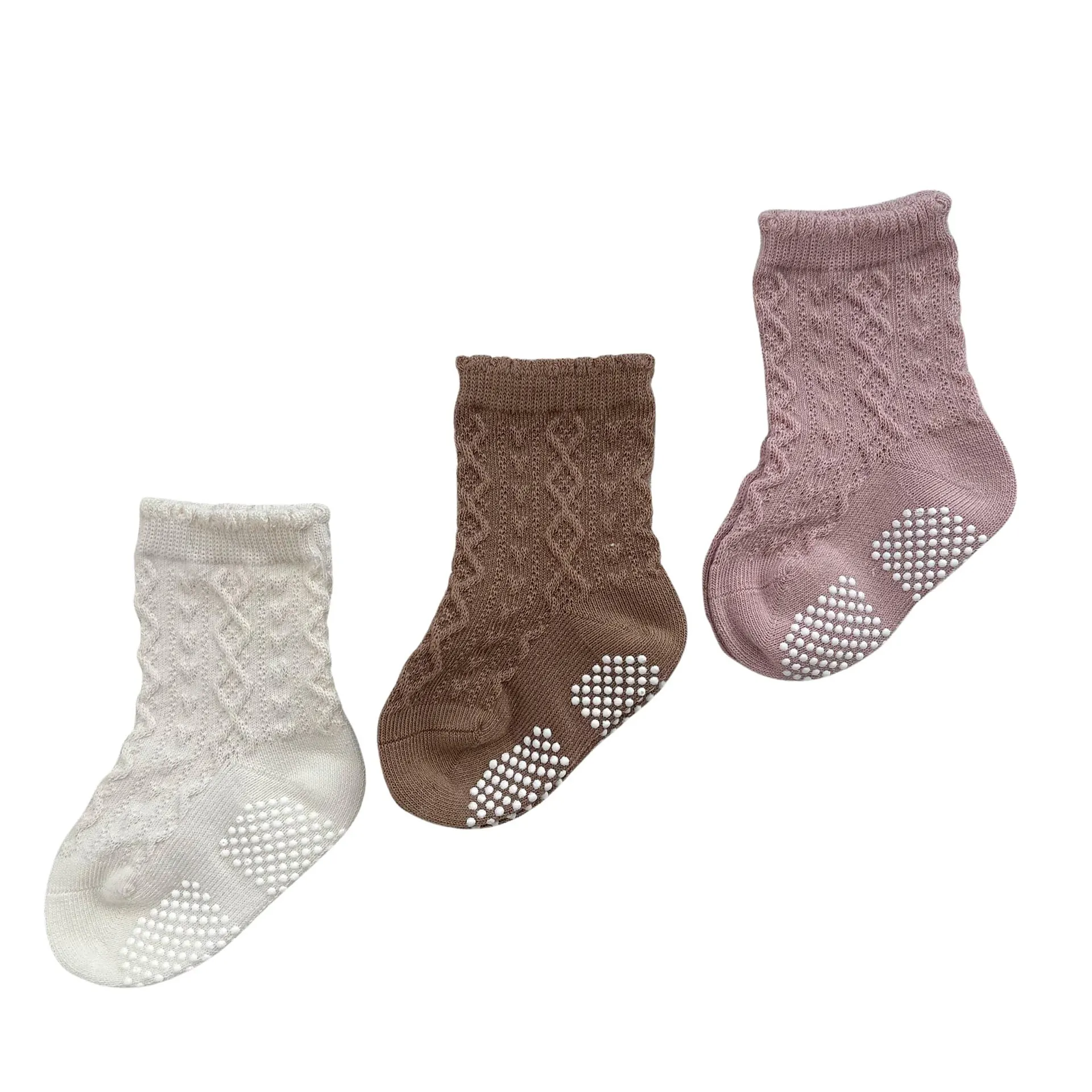 Beige Pink 3-Pack Socks Sizes 6-36m