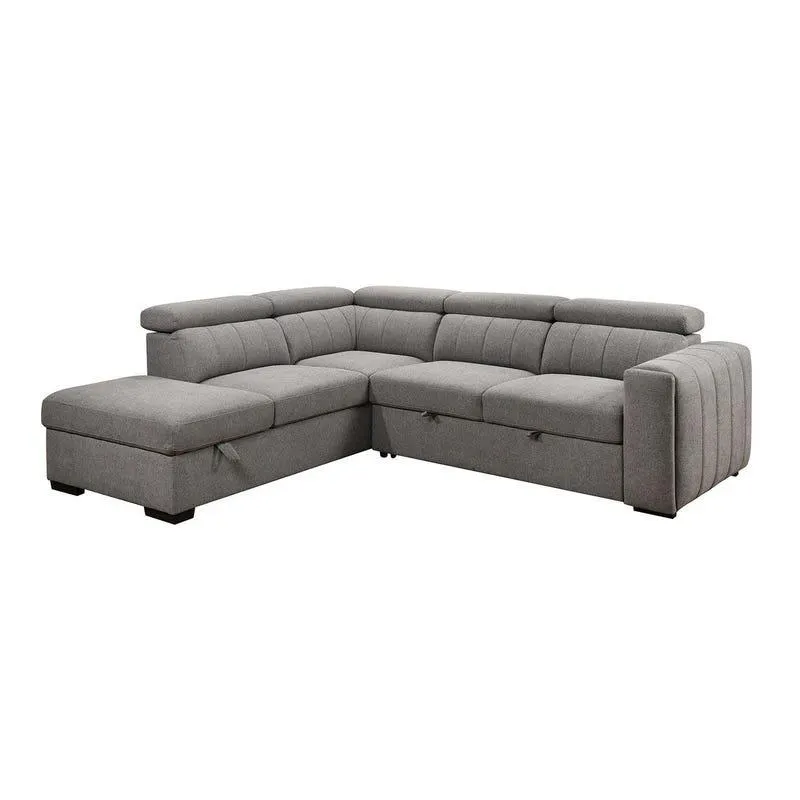 Sectionnel-lit avec chaise longue à gauche, appuis-tête ajustables et rangement