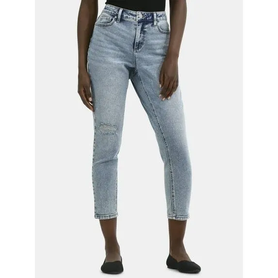 Time and Tru Women's High Rise Mom Jeans, 27" Inseam, Sizes 0-20