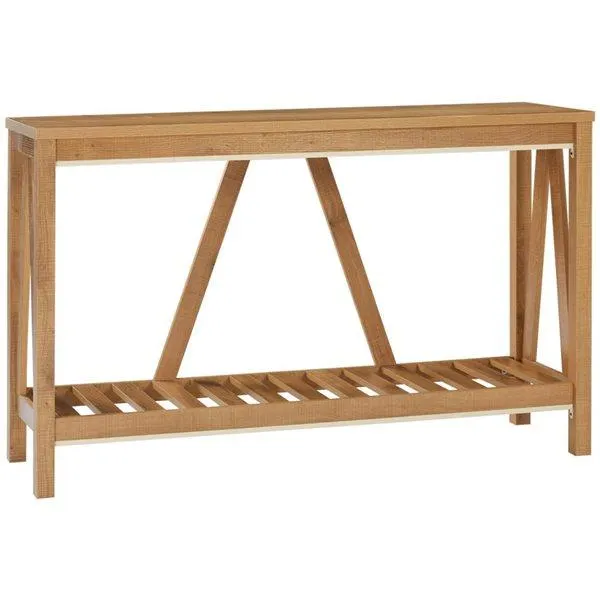 Table console d'entrée 2 niveaux style maison de campagne par HOMCOM 52 po l. composite brun