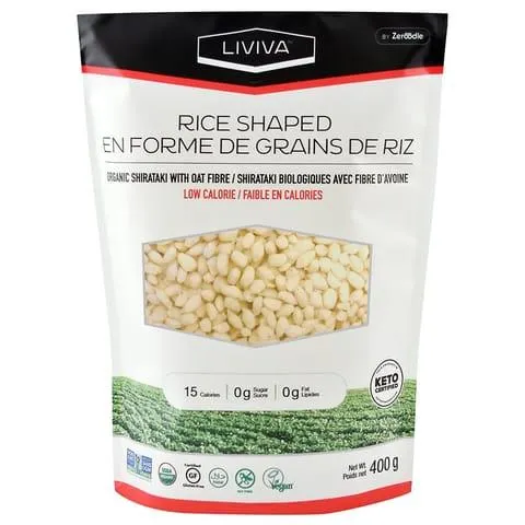 Pâtes Shirataki biologiques avec fibres d'avoine - En forme de grains riz