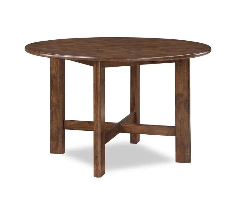 Table de salle à manger ronde Vale de 48 po (l) en bois - brune