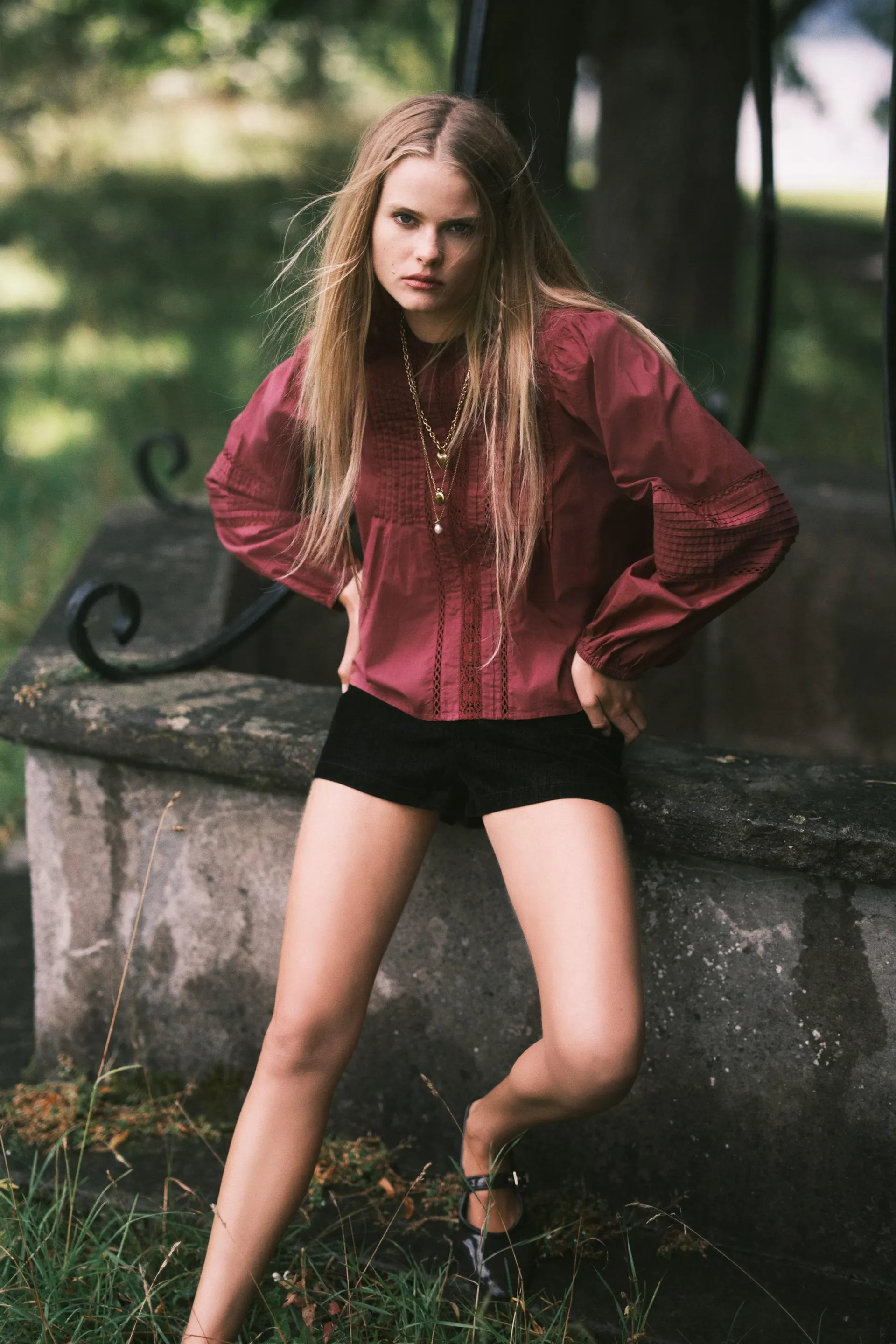 Blouse en coton avec plis nervure