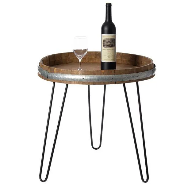 Table pour canapé ronde Vintiquewise en bois brun