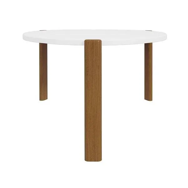 Table basse moderne du milieu du siècle Gales par Manhattan Comfort avec pieds en bois massif blanc mat