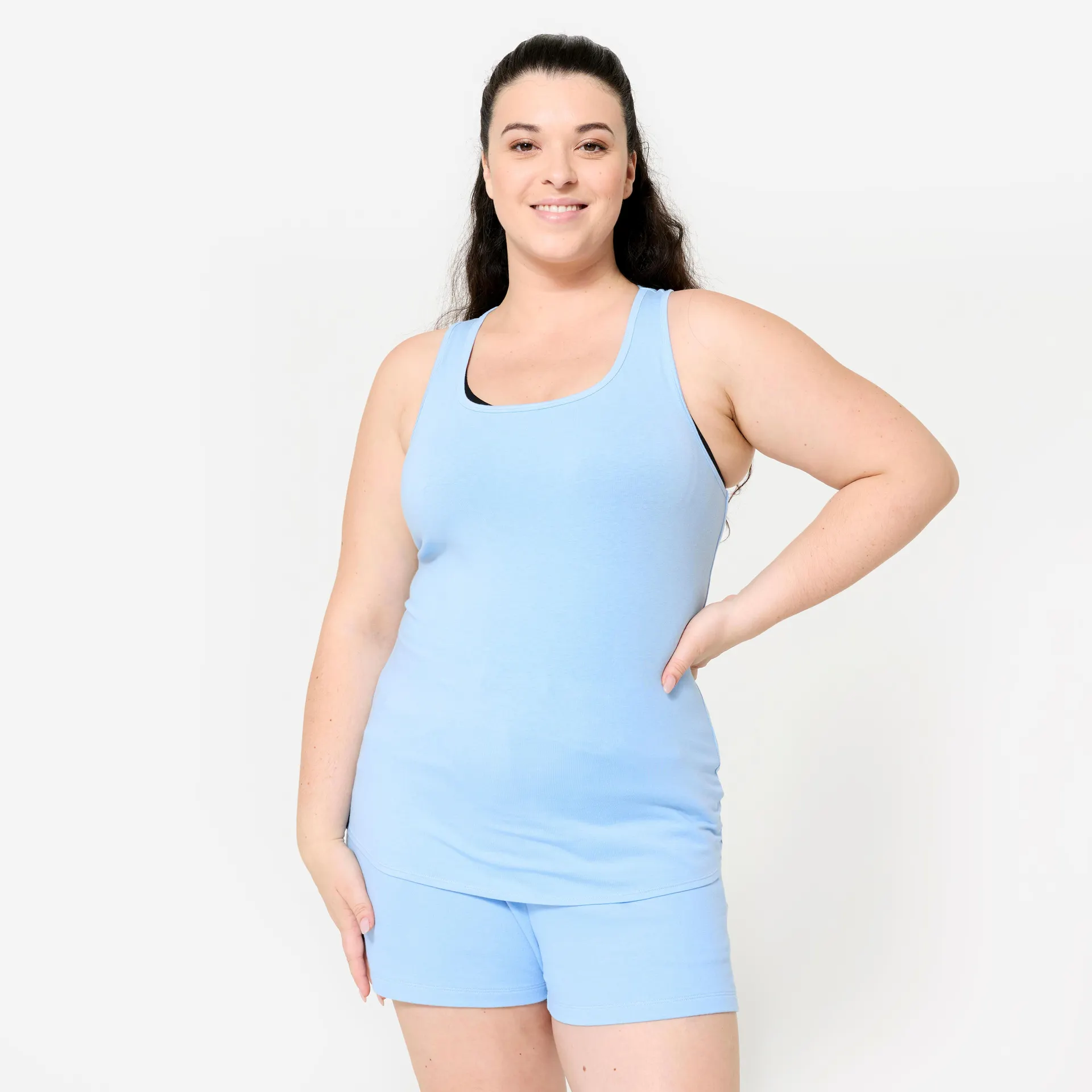 Camisole de sport ajustée à dos nageur femme, 500
