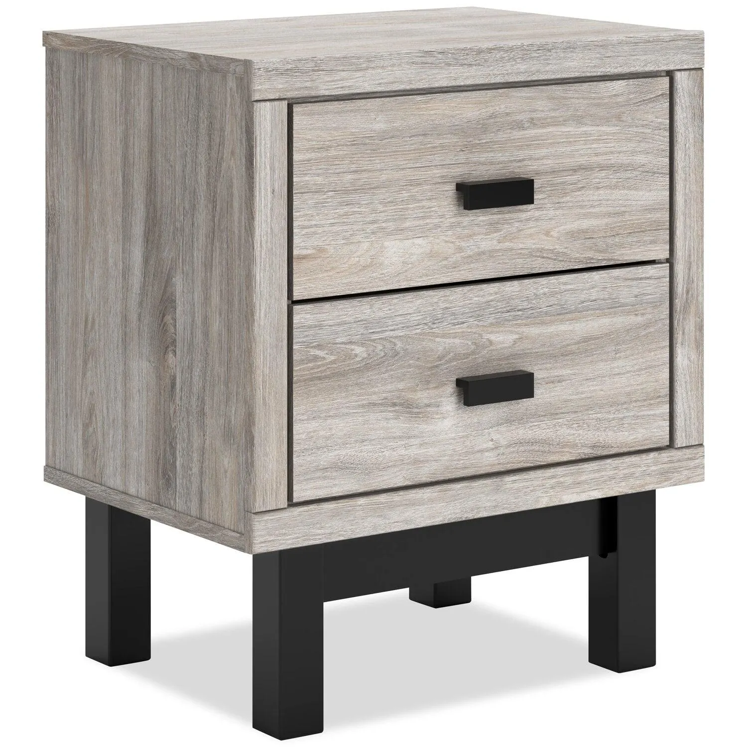 Table de nuit Zen de 21,3 po (L) x 25 po (H) à 2 tiroirs avec ports de recharge intégrés - gris