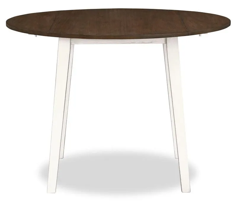 Table de salle à manger ronde Bryn de 42 po avec abattant - deux teintes, blanc et brun
