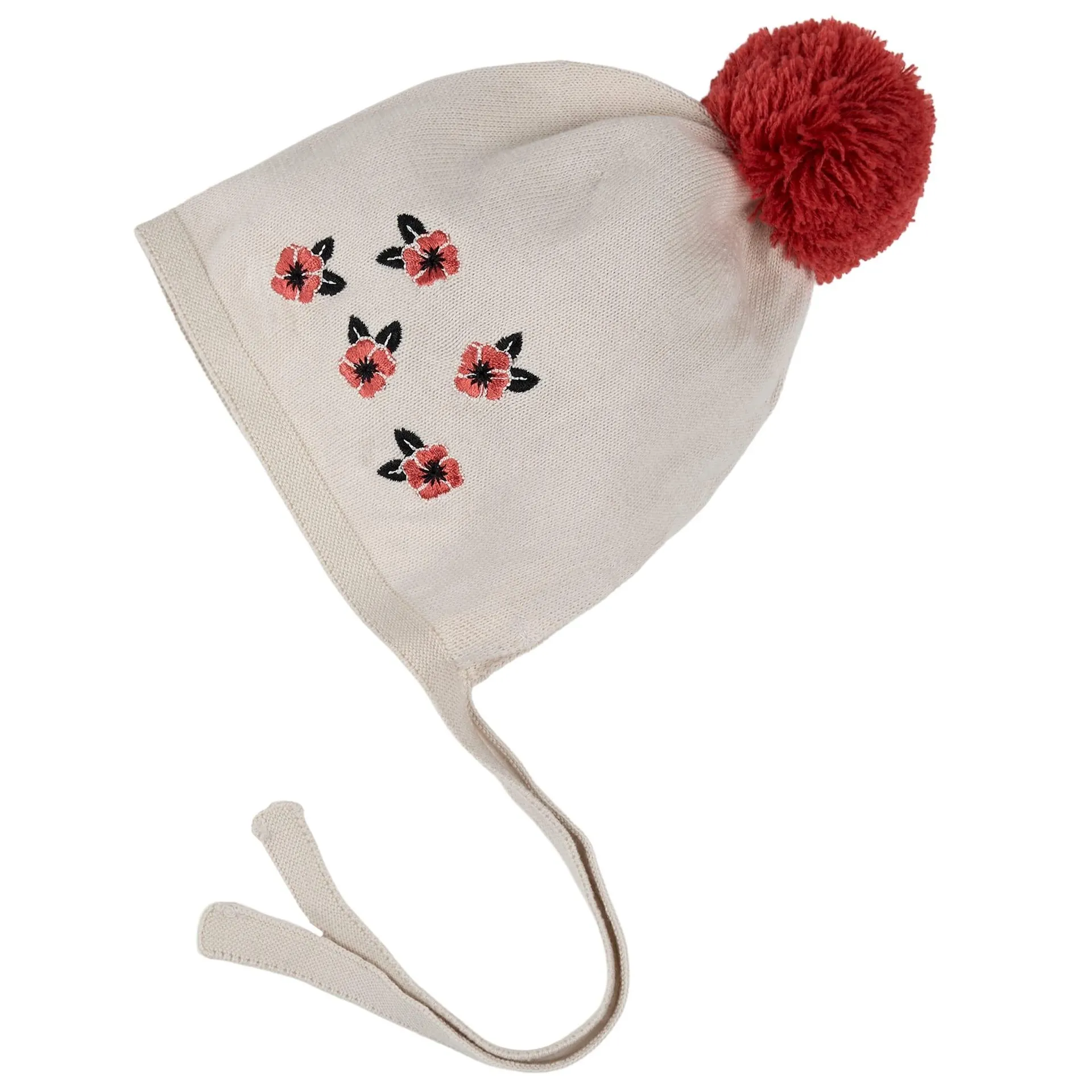 Poppies Knit Beanie 3-24m