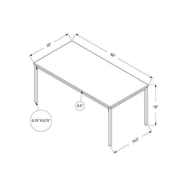 Table basse rectangulaire 40 po L de Monarch Specialties en stratifié brun et pieds droits en métal noir