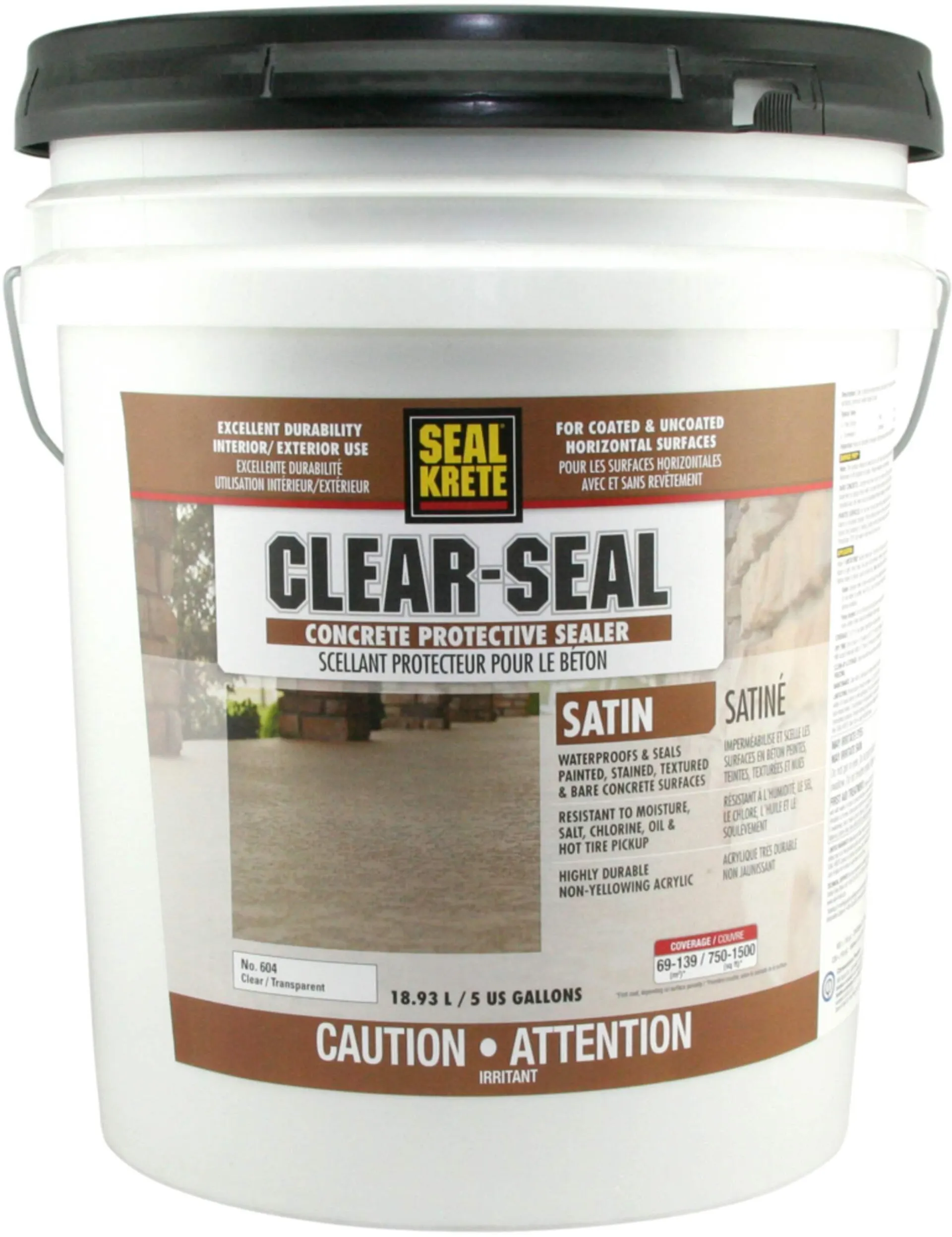 Clear-Seal Scellant protecteur pour le béton Seal-Krete, transparent satiné, 18,9 L