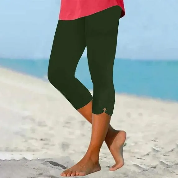 Capri Leggings for Women 2025 Casual Summer Capri Pants Stretch Slimming Workout Yoga Pants Hollow Out Leggings,Army Green
