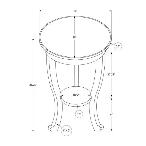 Table d'appoint ronde traditionnelle Monarch Specialties 26 po h. placage noyer foncé