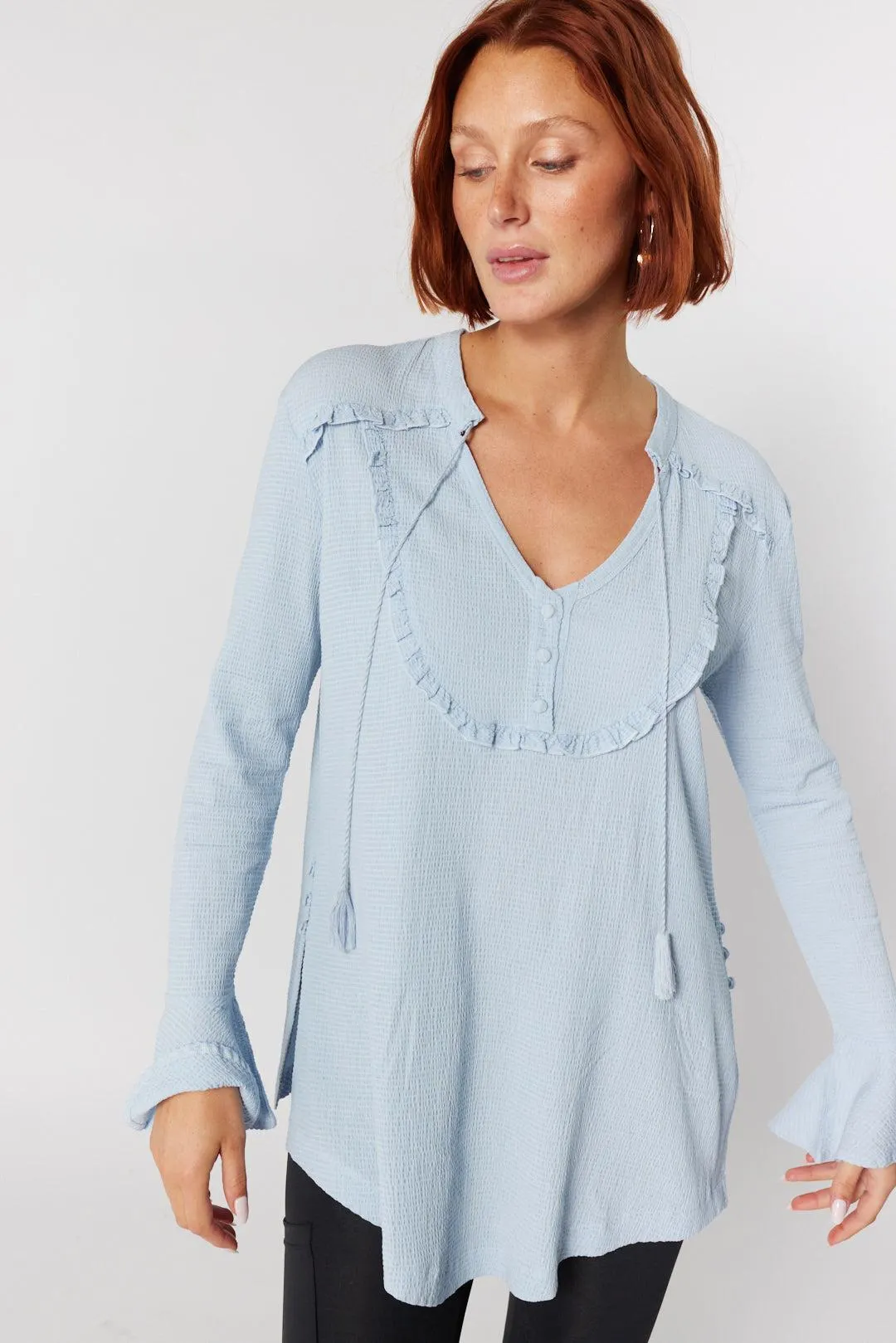 Blouse bleu pâle manches longues | Verna