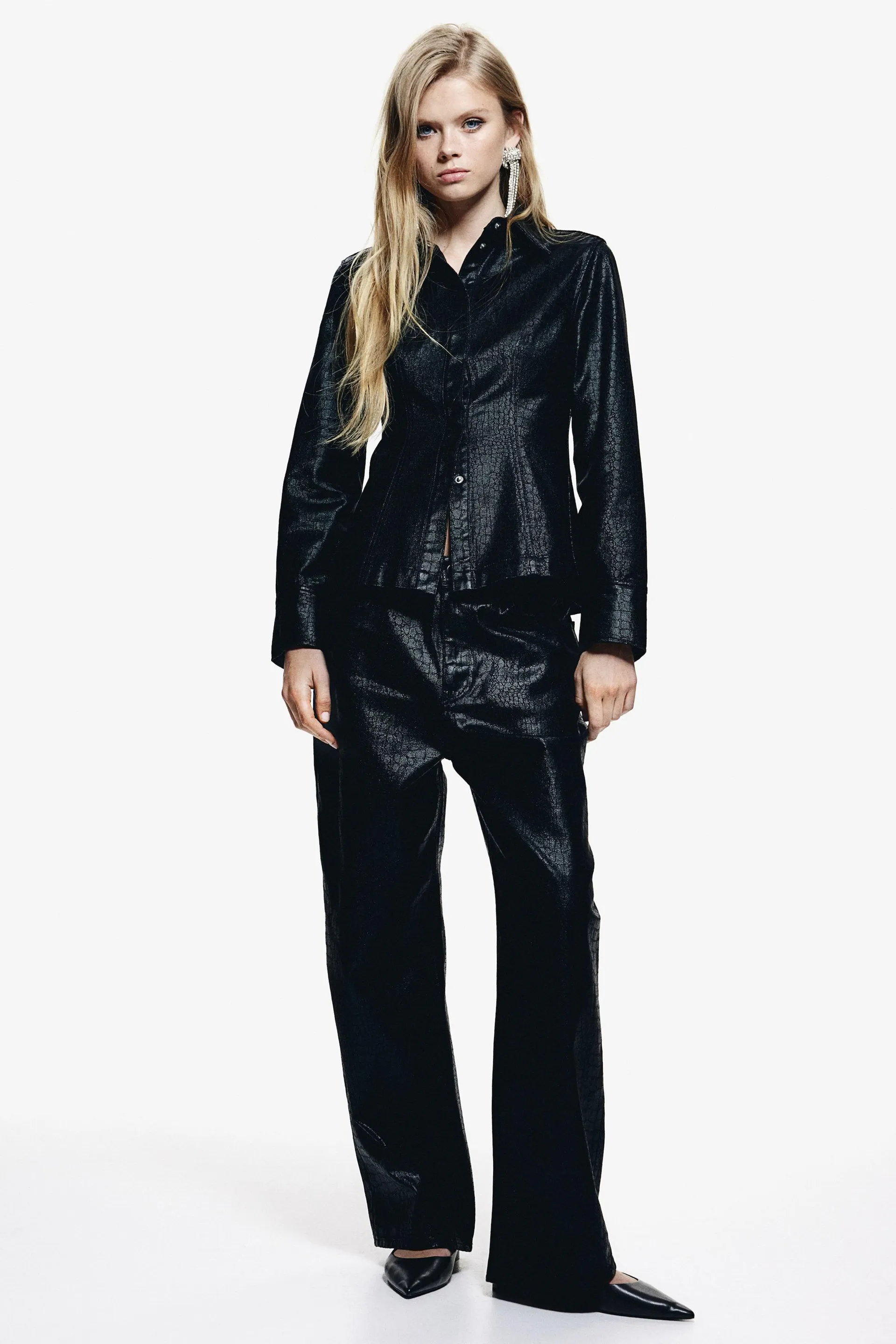 Pantalon en sergé à motif