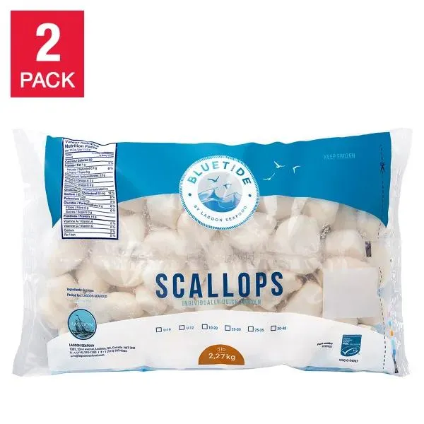 Blue Tide Wild Dry Scallops 10/20, 2 × 2.27 kg
