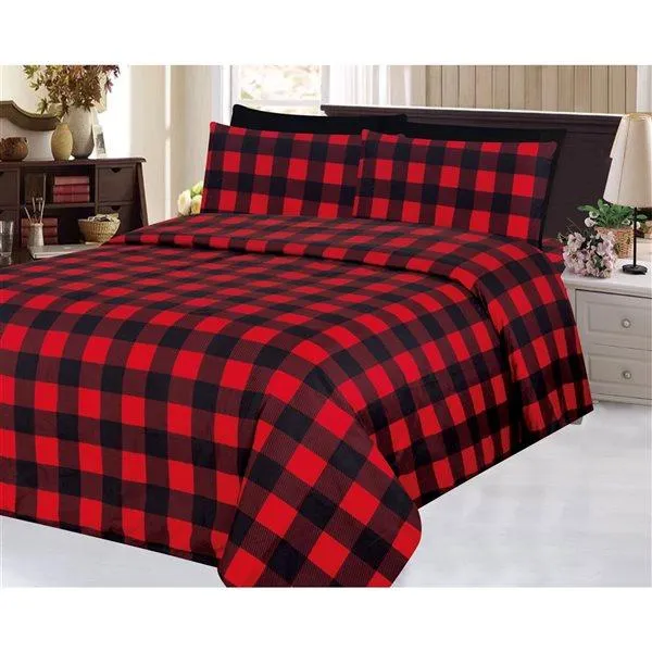 Ensemble de housses de couette Marina Decoration rouge et noir pour grand lit, 3 pièces