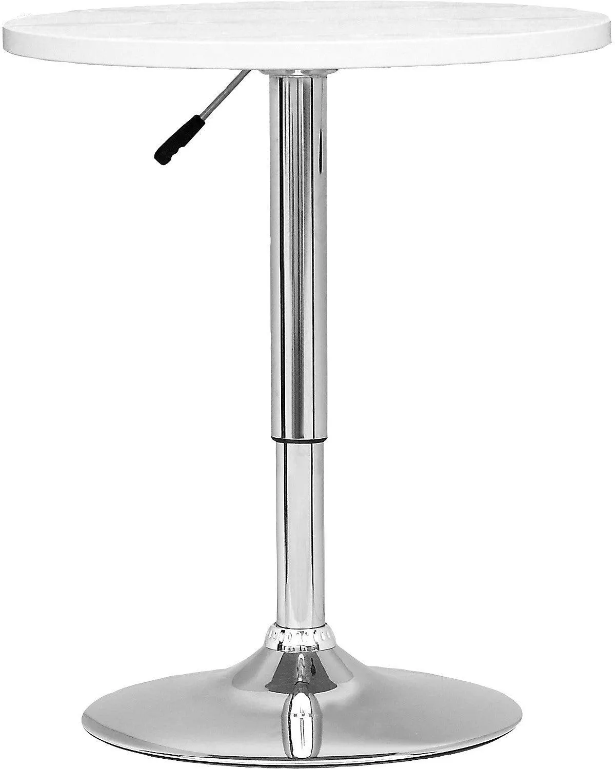 Table ronde de 23,5 po (L) réglable à hauteur bar, en métal - blanche