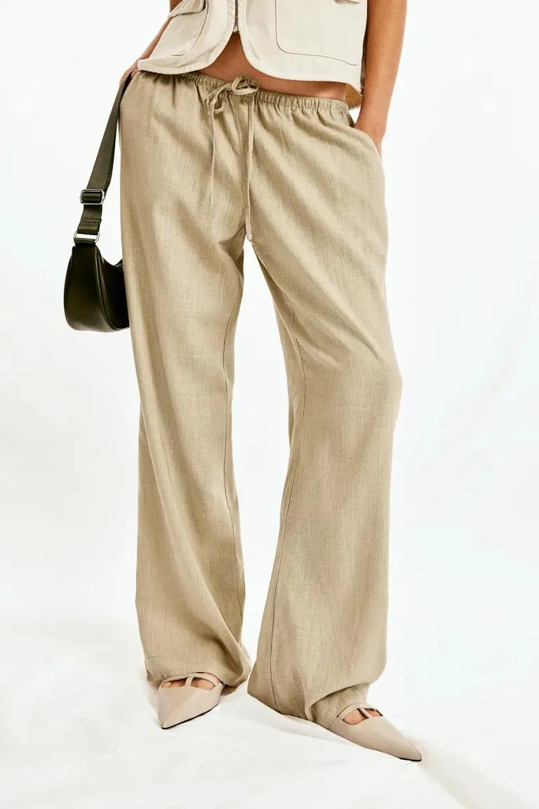 Linen-blend Pull-on Pants