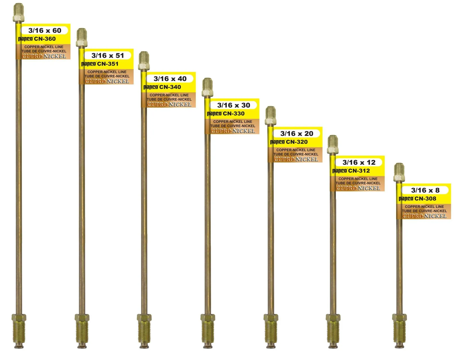 Conduite de frein en cuivre et nickel H. Paulin CN360, standard, 60 x 3/16 po