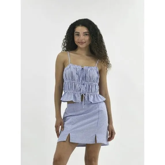 No Boundaries Women's Tie Front Top and Slit Mini Skirt Set, 2-Piece, Sizes XXS-XXL