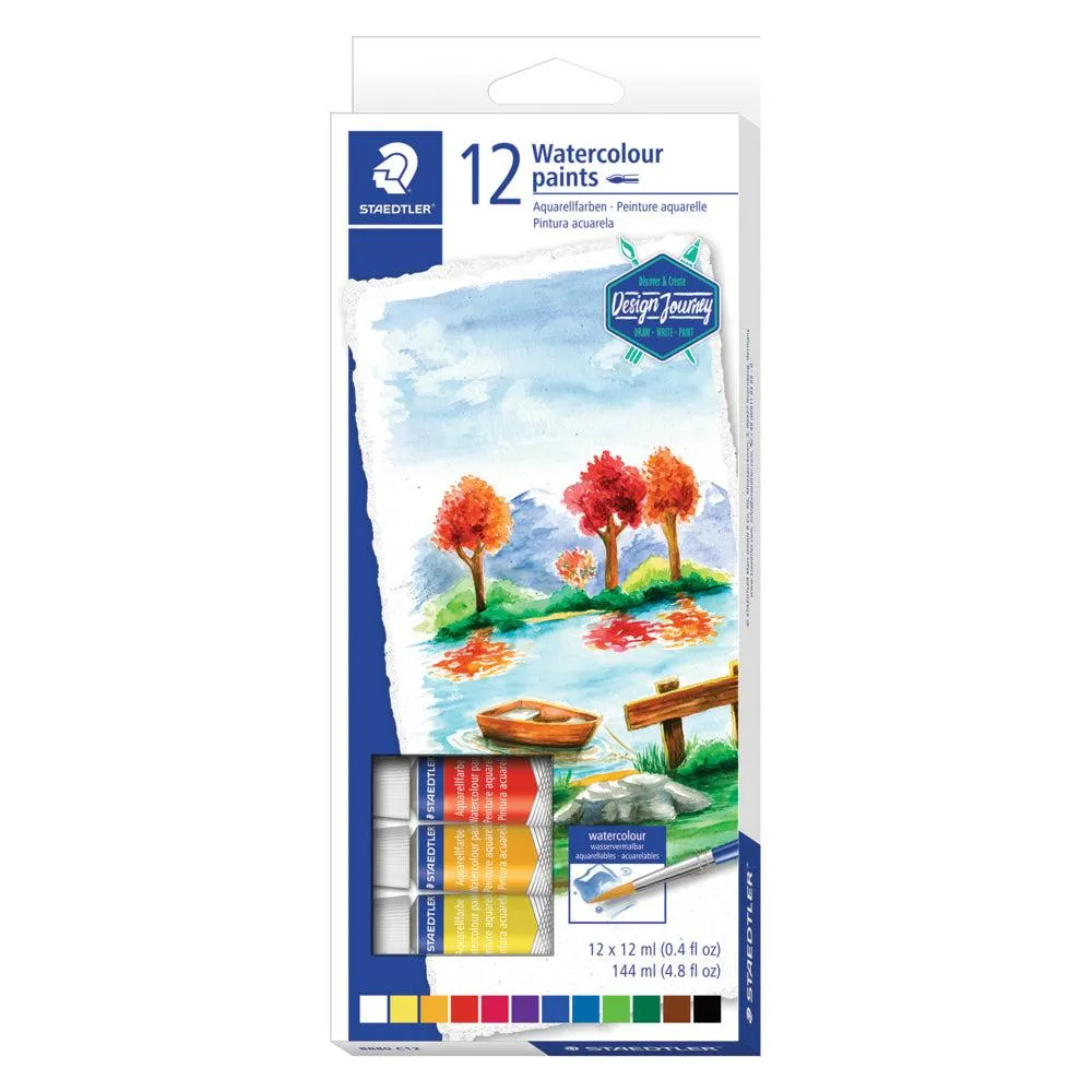 Staedtler – Peinture aquarelle, 12 mL, Couleurs assorties, Paquet de 12