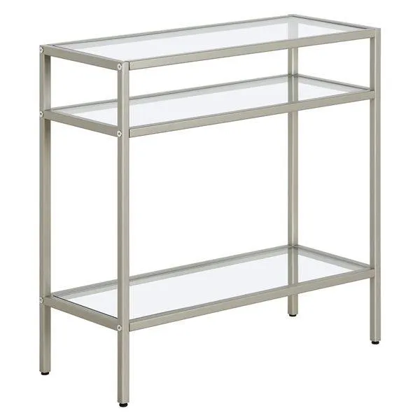 Table d'appoint rectangulaire Sivil Hailey Home en nickel et dessus en verre