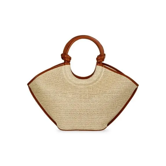 Time and Tru Women's Knot Handle Tote Handbag, Natural