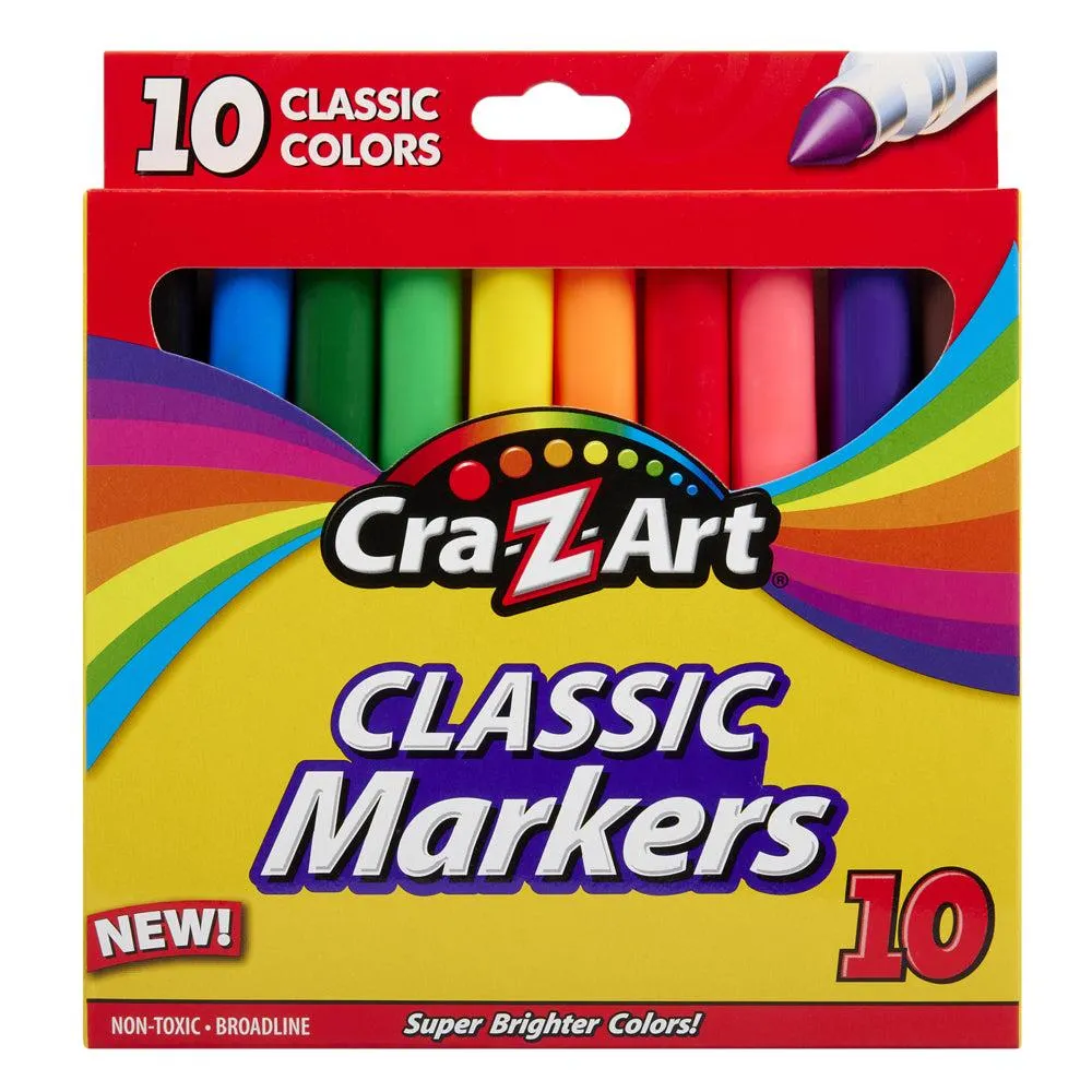 Cra-Z-Art - Marqueurs non toxiques lavables Broadline - Paquet de 10