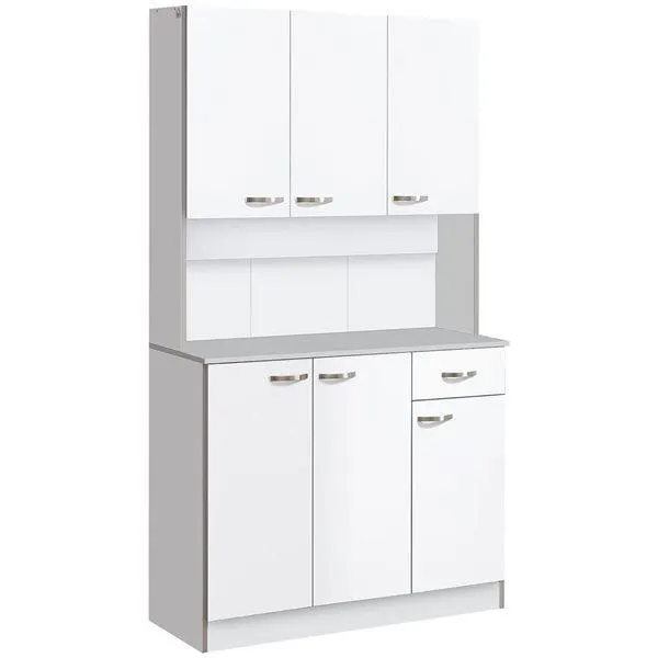 Buffet de cuisine moderne HOMCOM 15 p. x 71 h. x 40 po l. en composite blanc avec huche