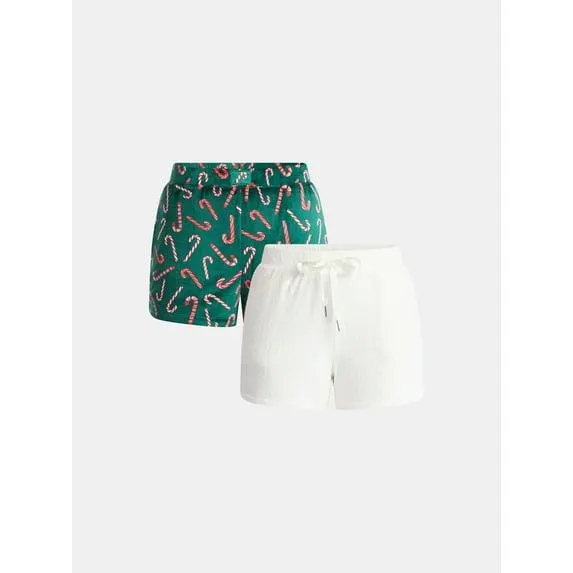 Holiday Time Women's and Women's Plus Christmas Sleep Shorts, 2-Pack, Sizes XS-3X