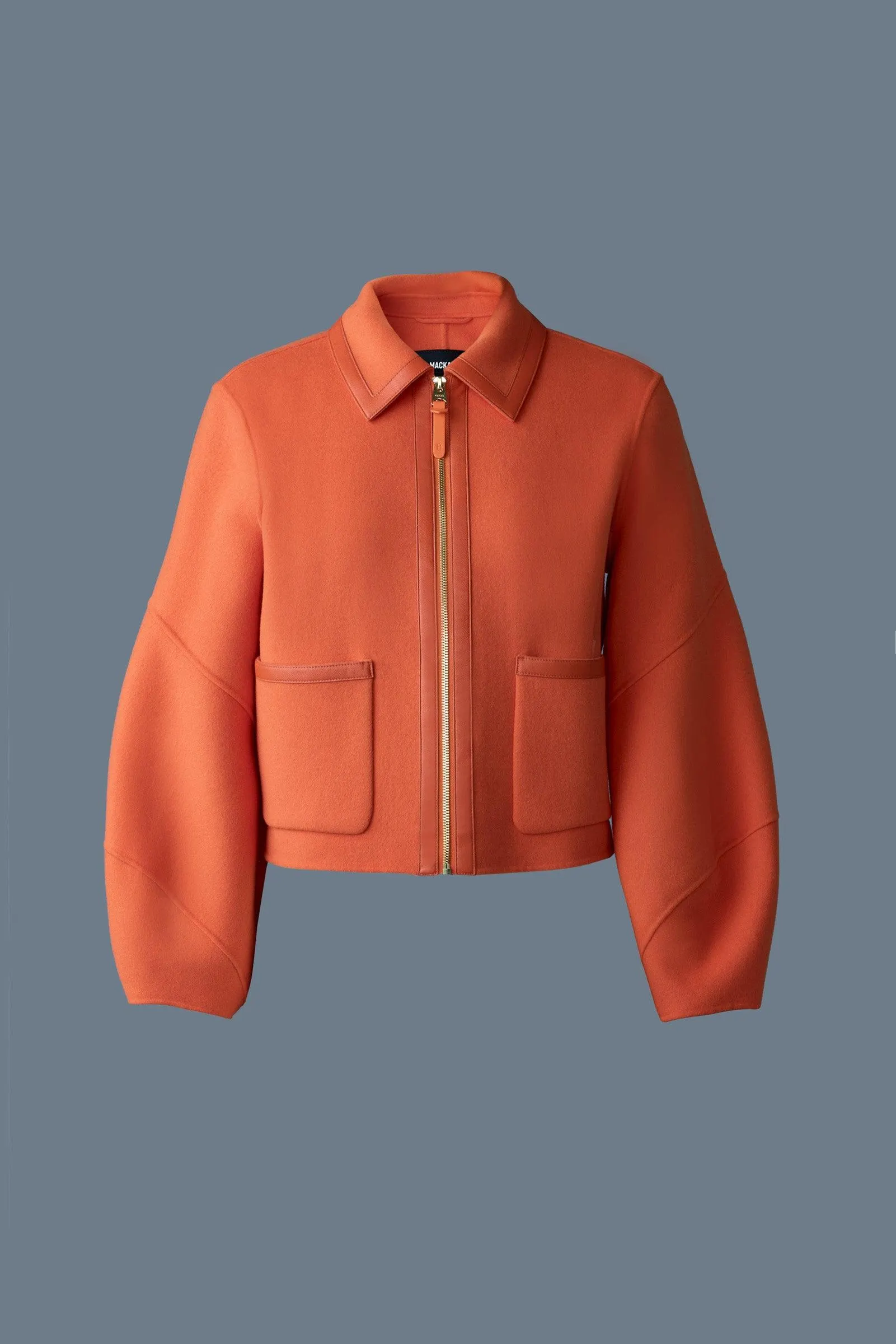 SOLANA Double-Face Wool balloon sleeved short jacket