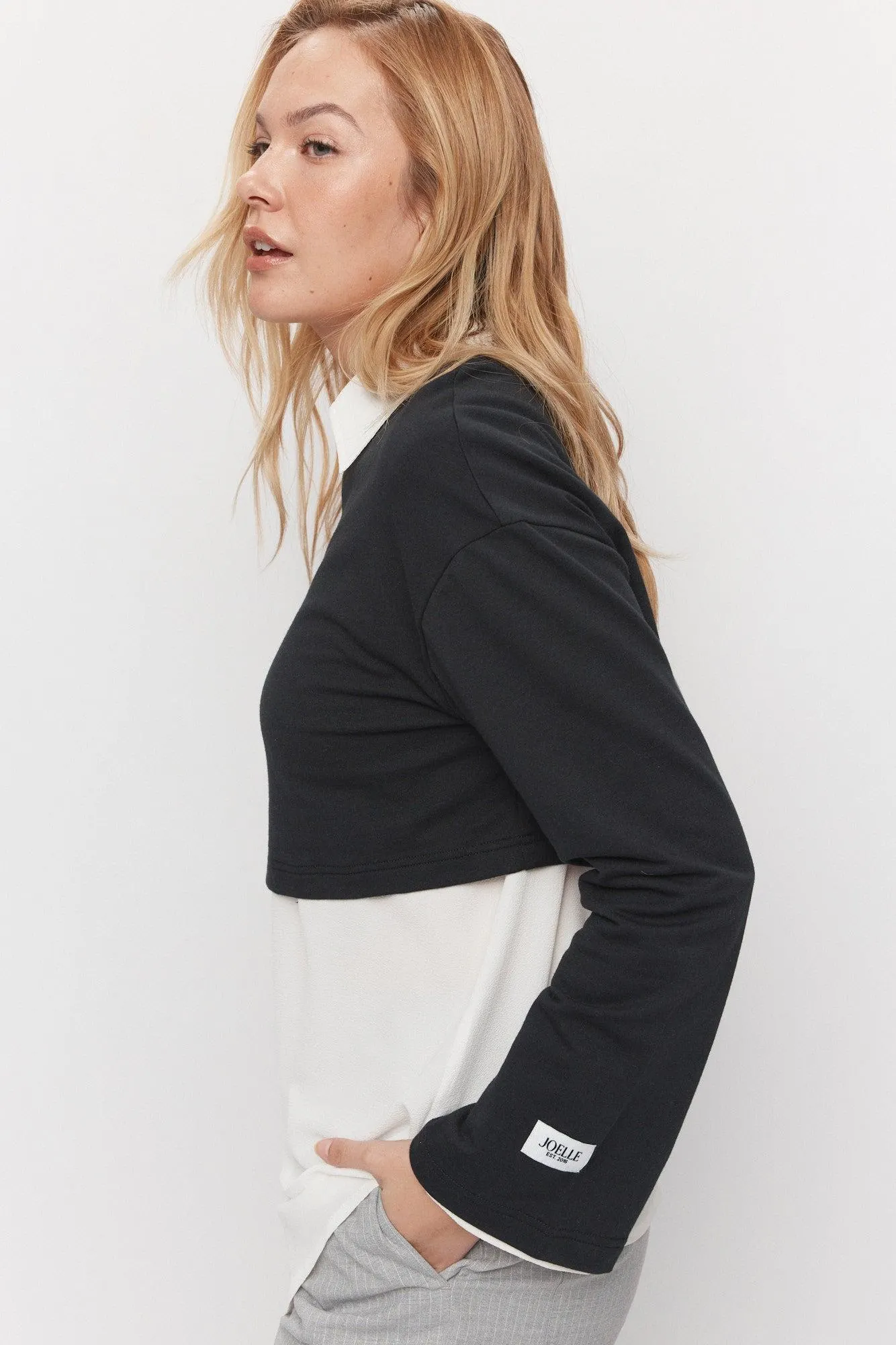 Chandail noir court à manches longues | Cristopher