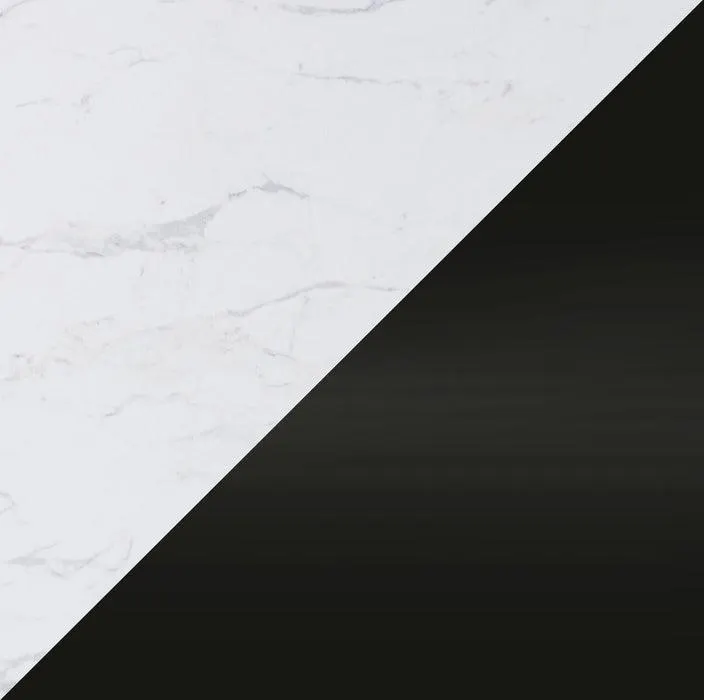 Table de salle à manger ronde Jolie de 45 po (L) avec dessus en imitation de marbre et mélamine - blanche et noire