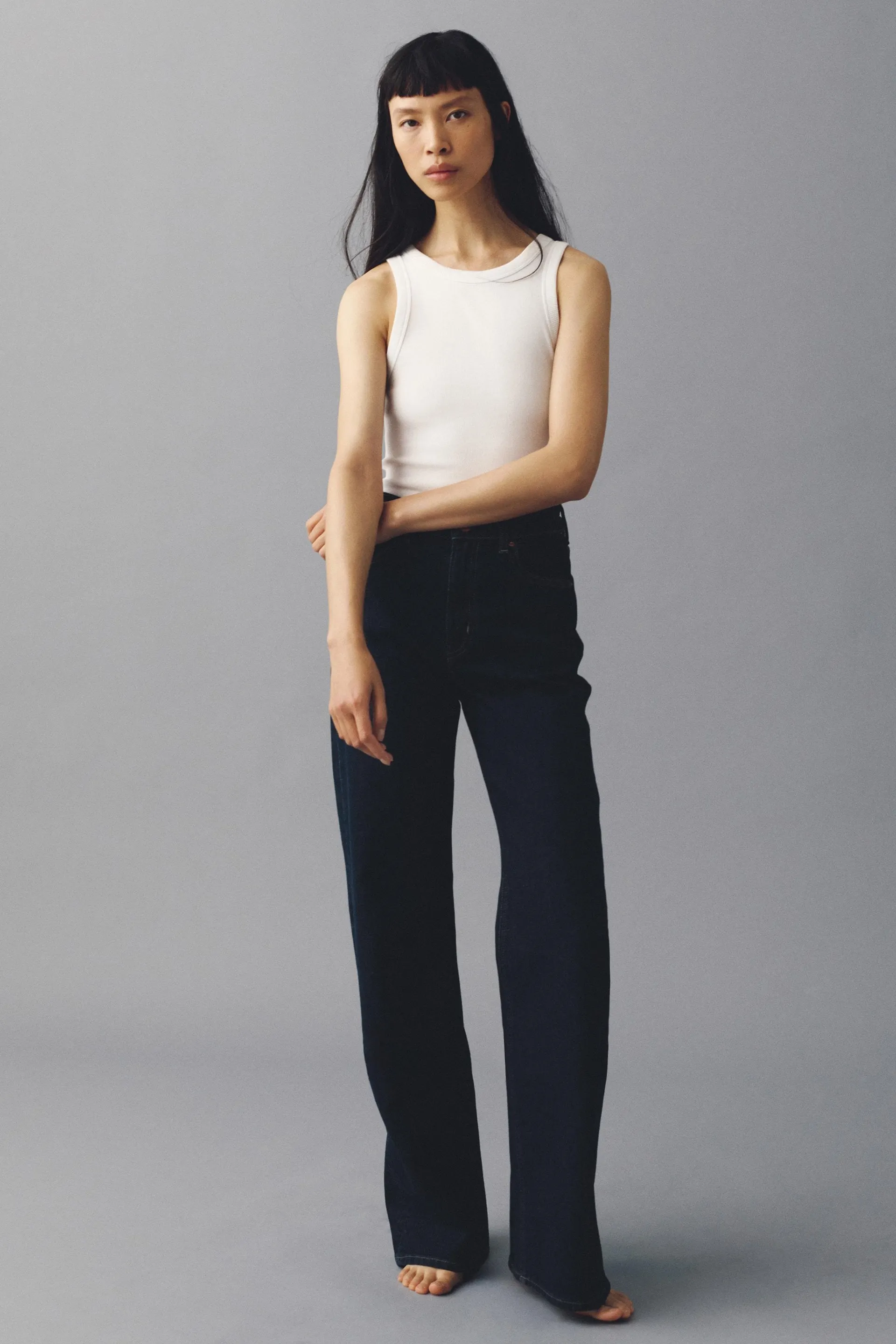 Jean large taille haute