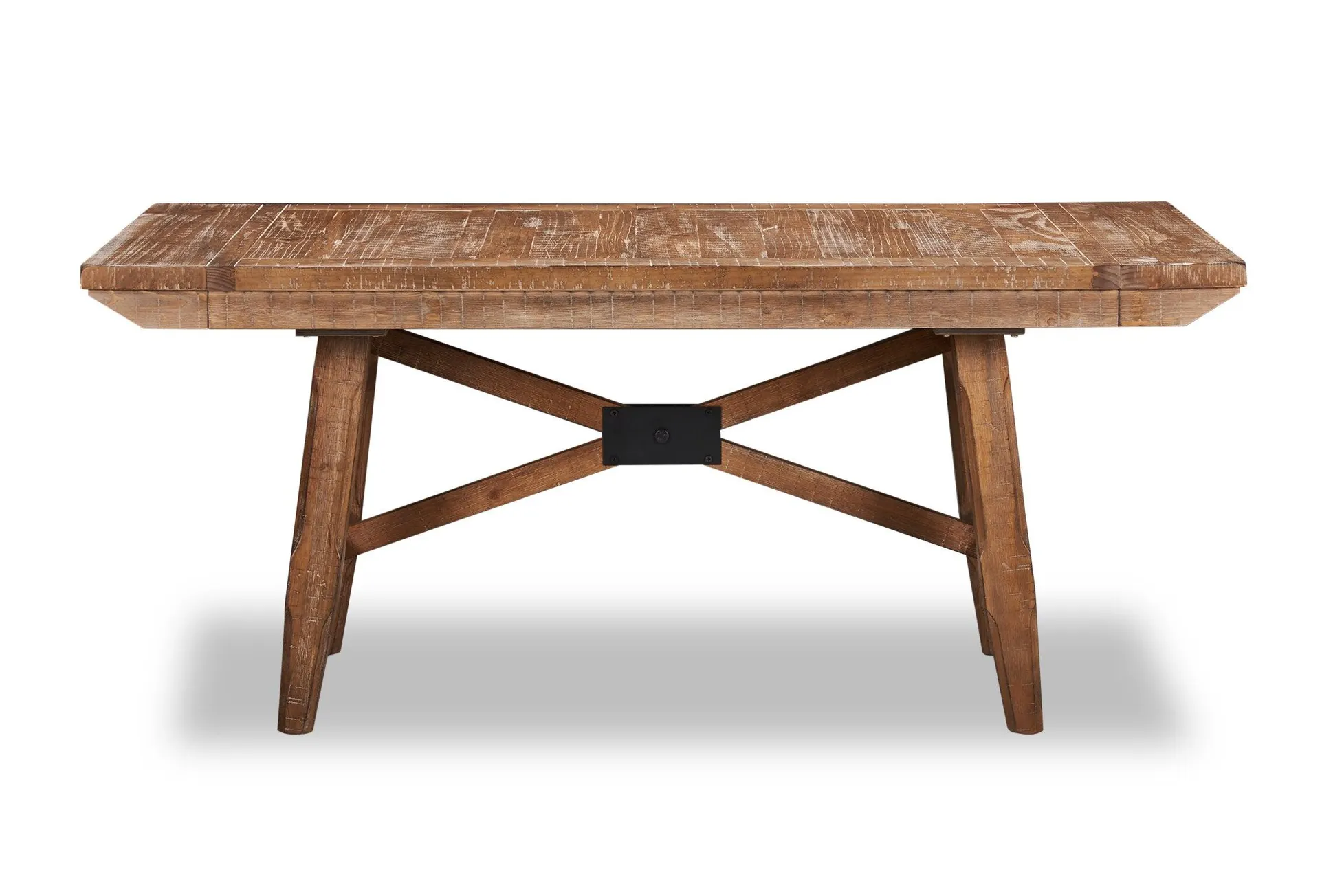 Table de salle à manger Cedar de 72,07 po (L) en pin avec base à tréteaux - brune