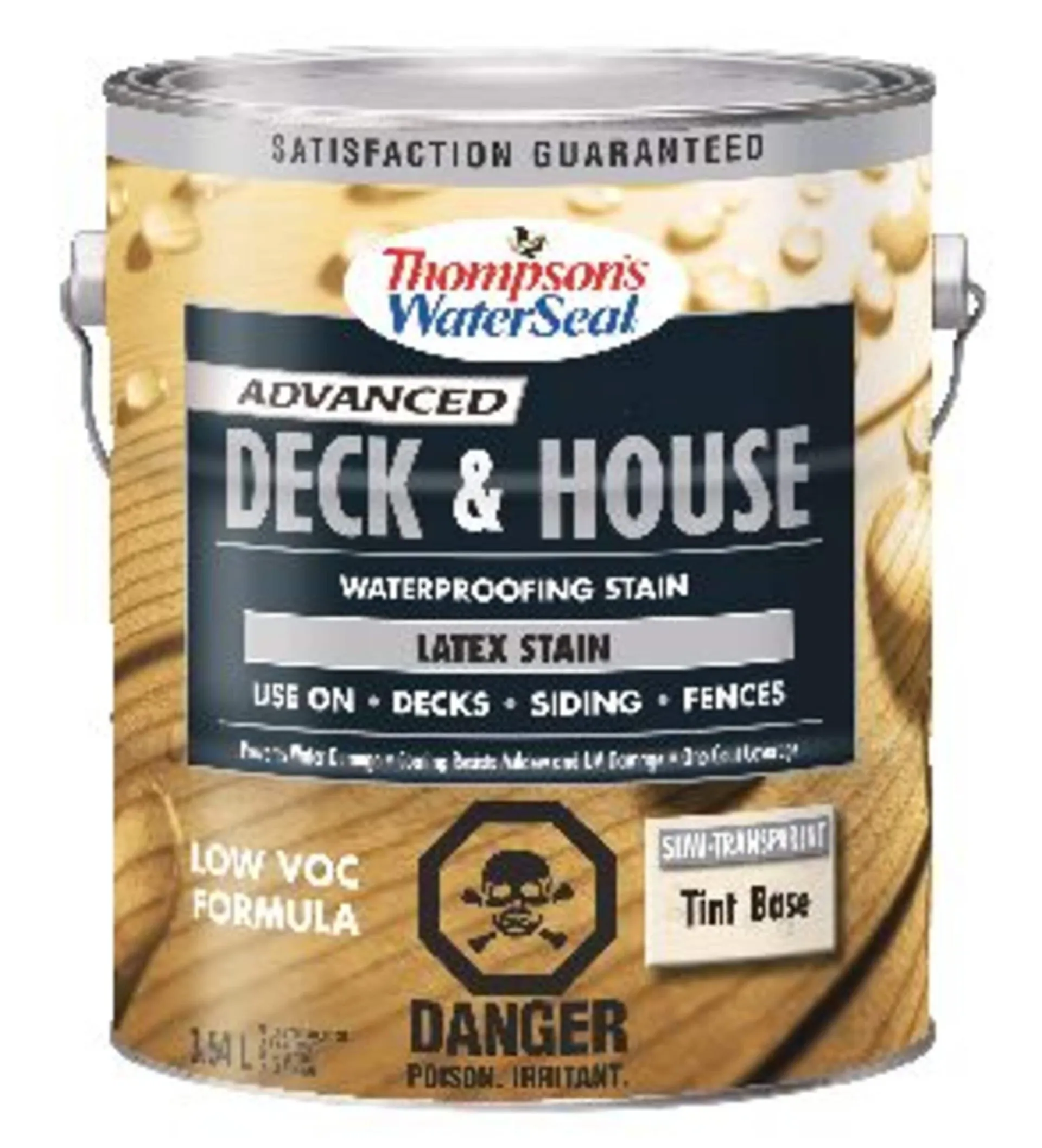 Teinture imperméabilisante pour terrasse et maison Thompson's WaterSeal, semi-transparente, base à teinter, teinture au latex, 3,54 L/1 gallon