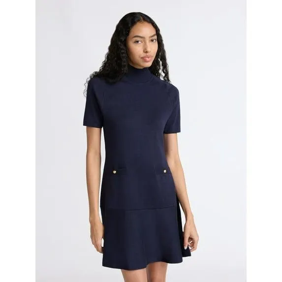 Free Assembly Women's Mock Neck Sweater Dress with Short Sleeves, Sizes XS-XXL