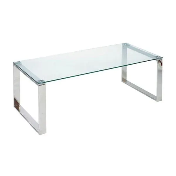 Petite table basse Gen Plata Import en verre et métal chromé 16 po x h. x 35 po l. x 14 po p.
