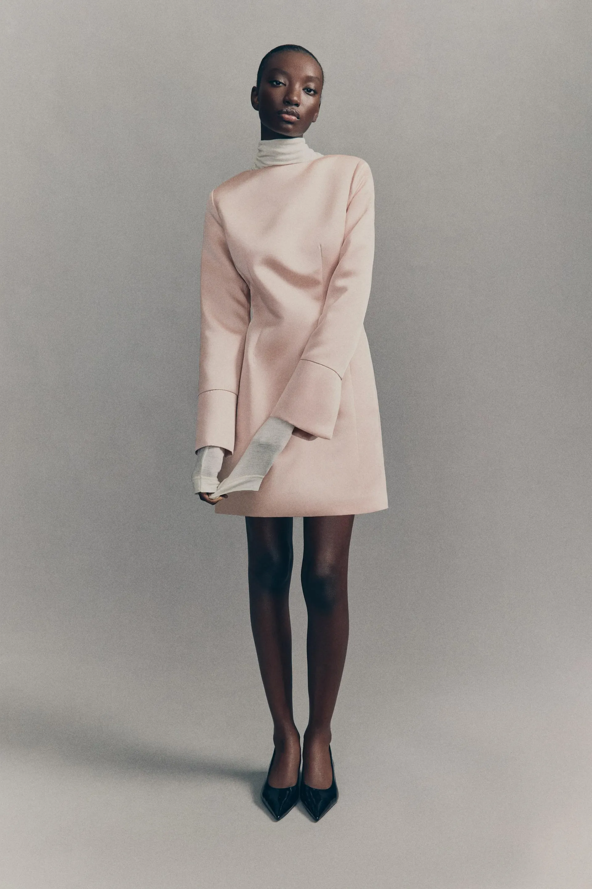 Deep-back satin dress