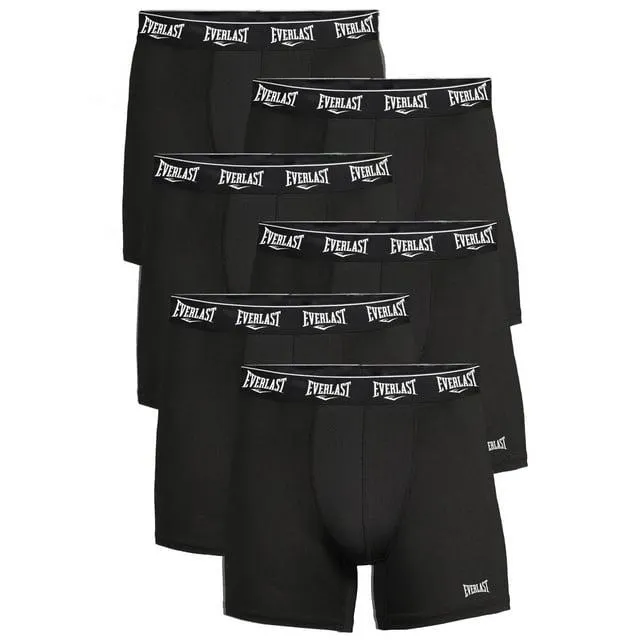 Everlast Mens Boxer Briefs Active Performance Breathable Underwear for Men, Black Small 6-Pack