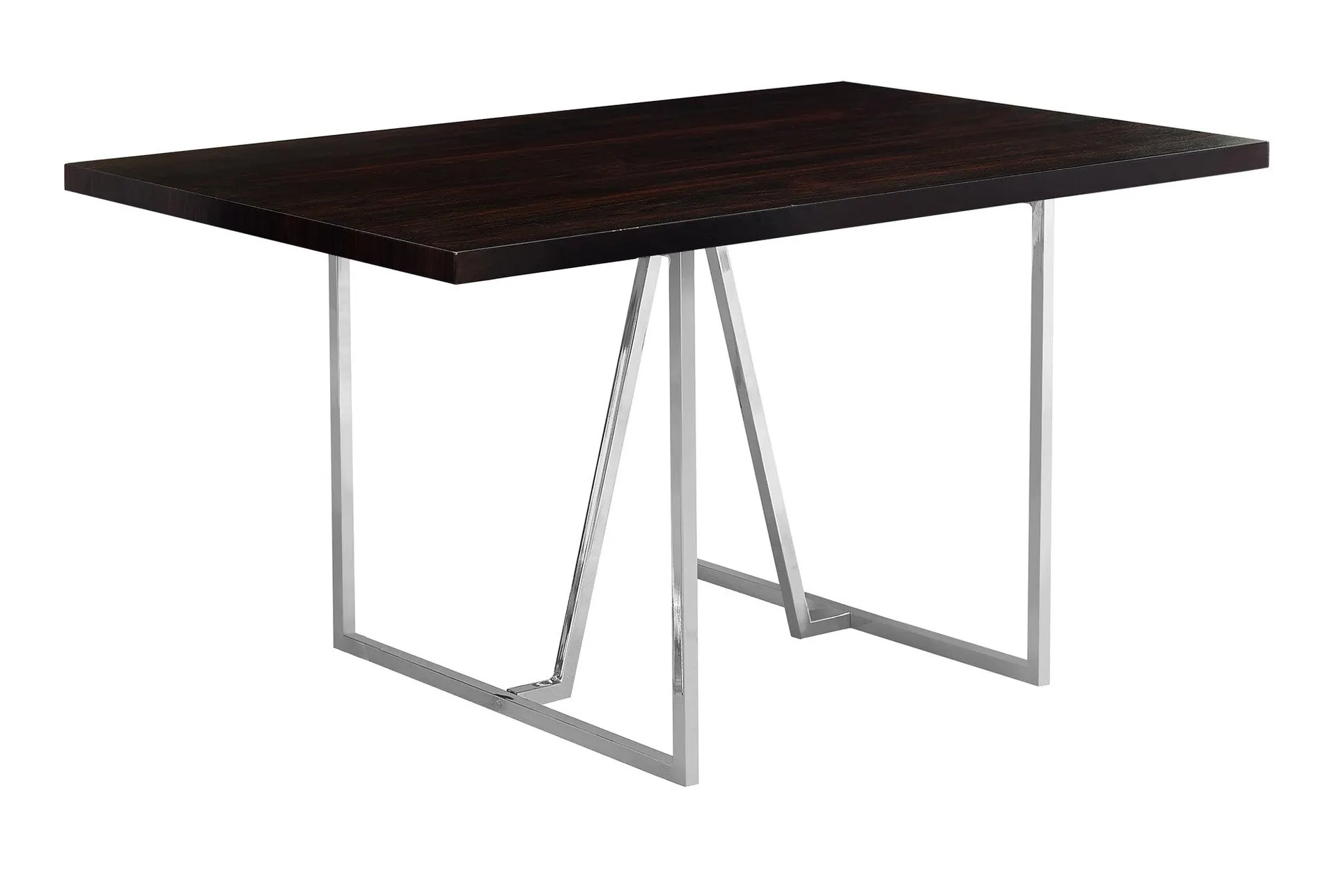 Table de salle à manger espresso et métal chromé
