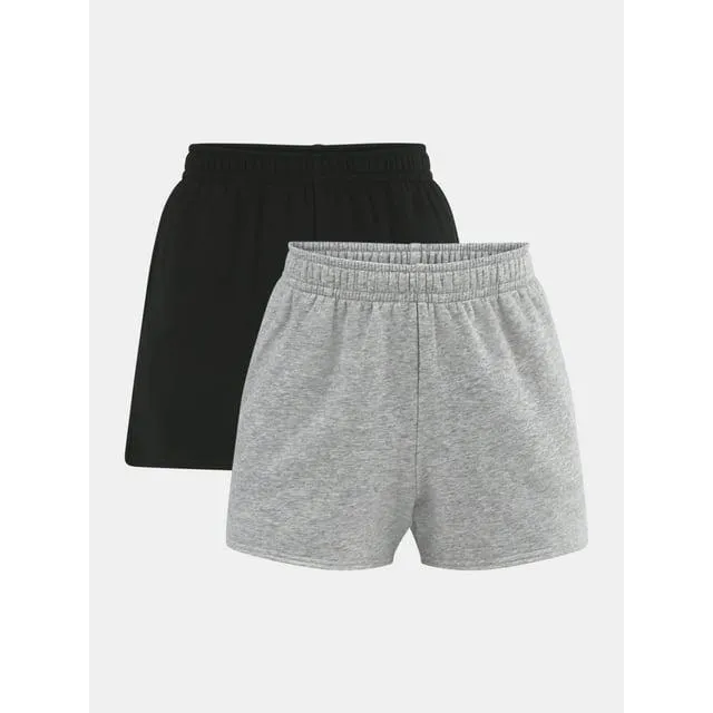 No Boundaries Soft Fleece Shorts, 2-Pack, Women’s