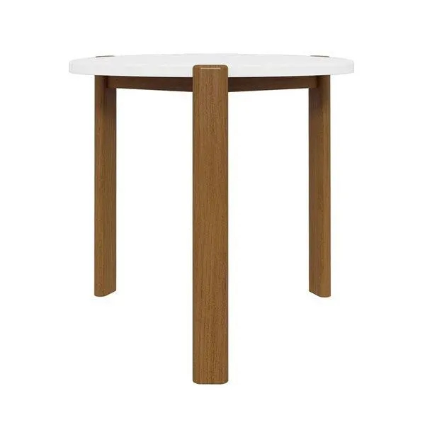 Table d'appoint moderne du milieu du siècle Gales de Manhattan Comfort avec pieds en bois, blanc mat